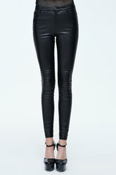 Pantalons en cuir serrés de style simple noir pour femmes